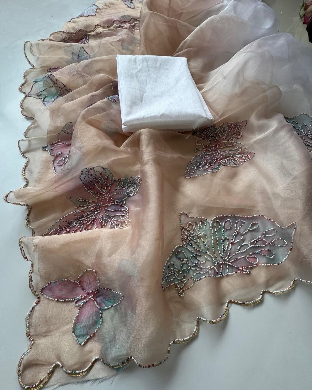 Papillon Pearl Organza Saree