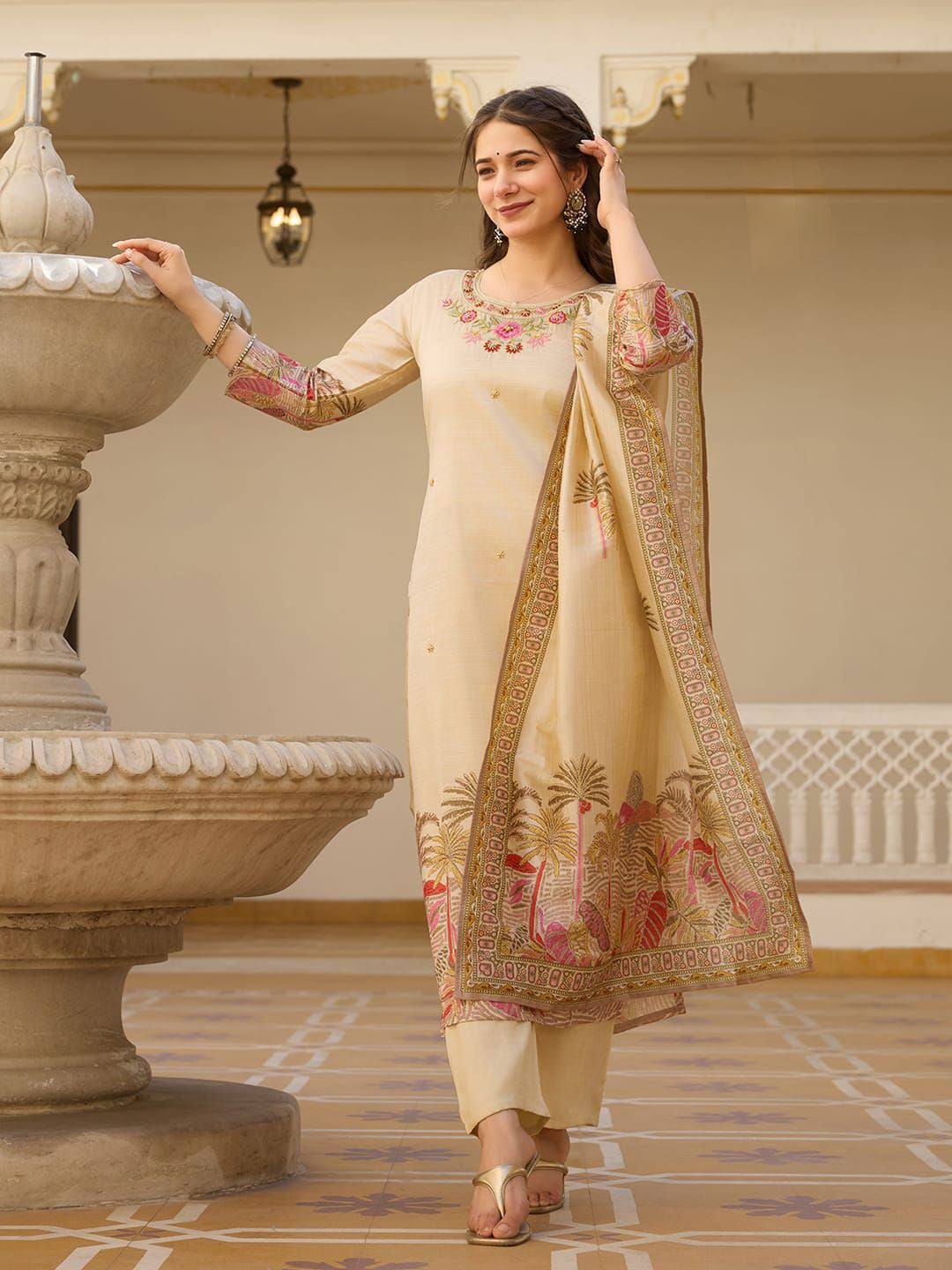 Noorayah Viscose Assam Silk Suit Set – Hand Embroidered 3-Piece Ethnic Wear