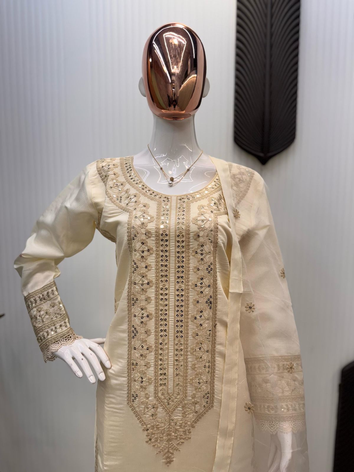 Zahra Sequin Embroidered Roman Silk Suit Set with Dupatta – EID Luxe Edit