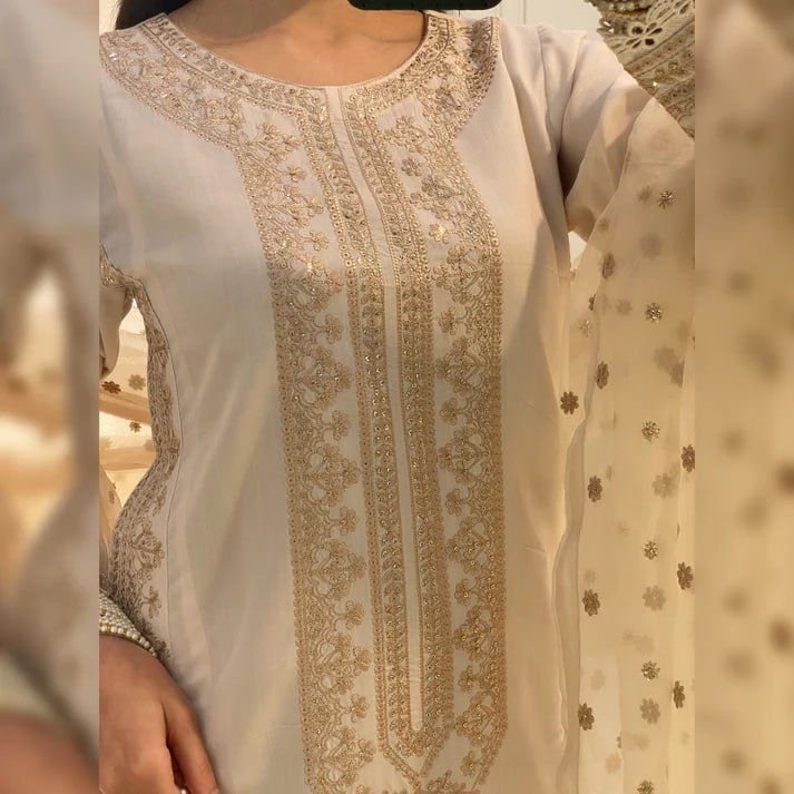 Zahra Sequin Embroidered Roman Silk Suit Set with Dupatta – EID Luxe Edit
