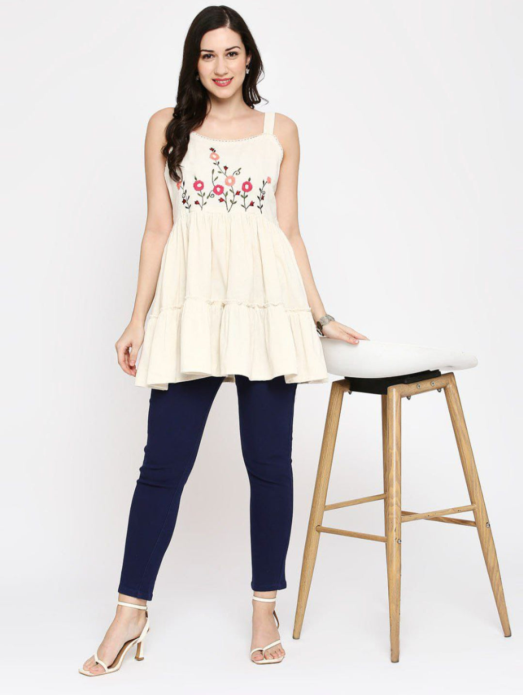 Blossom Breeze | Hand-Embroidered Cotton Tunic