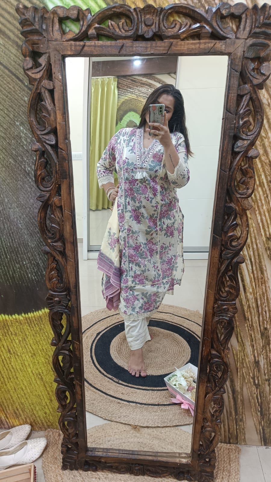 Lavender Bloom Handcrafted Cotton Suit Set