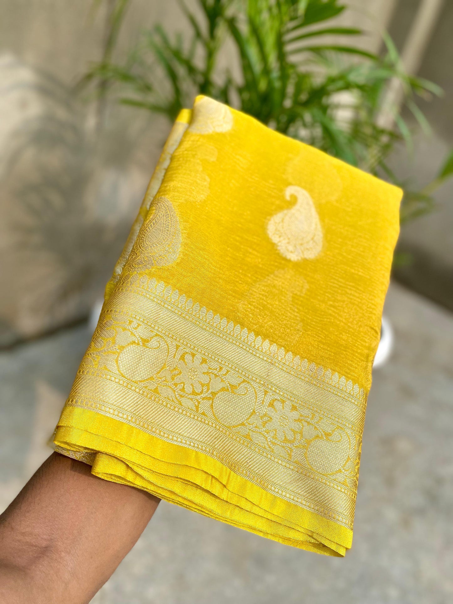 Ruhani Banarasi Crushed Tissue Silk Saree with Brocade Blouse
