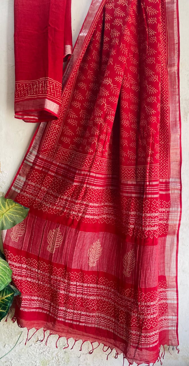 Mul Cotton Bagru Handblock Printed Saree – Naturally Dyed & Handcrafted