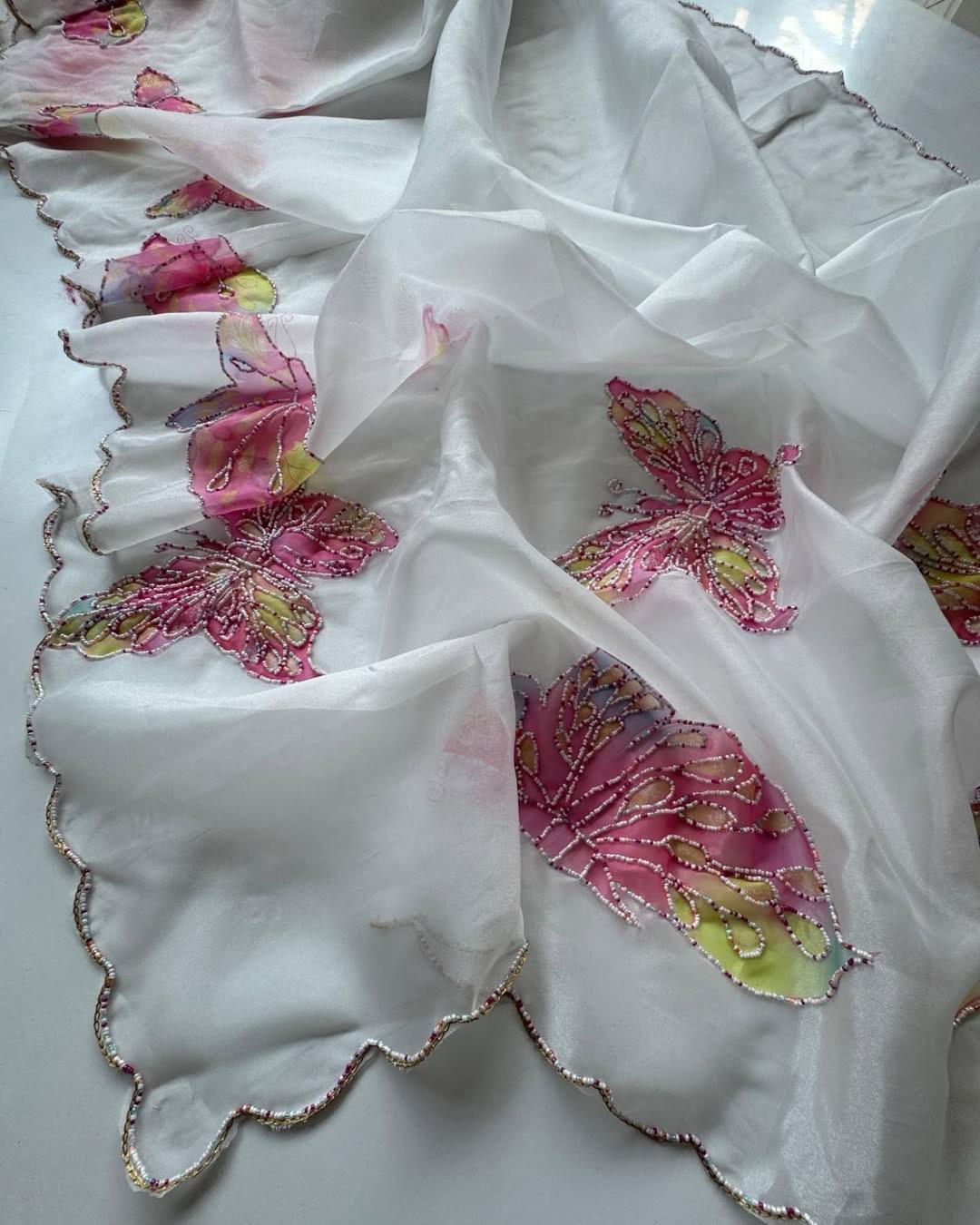 Papillon Pearl Organza Saree