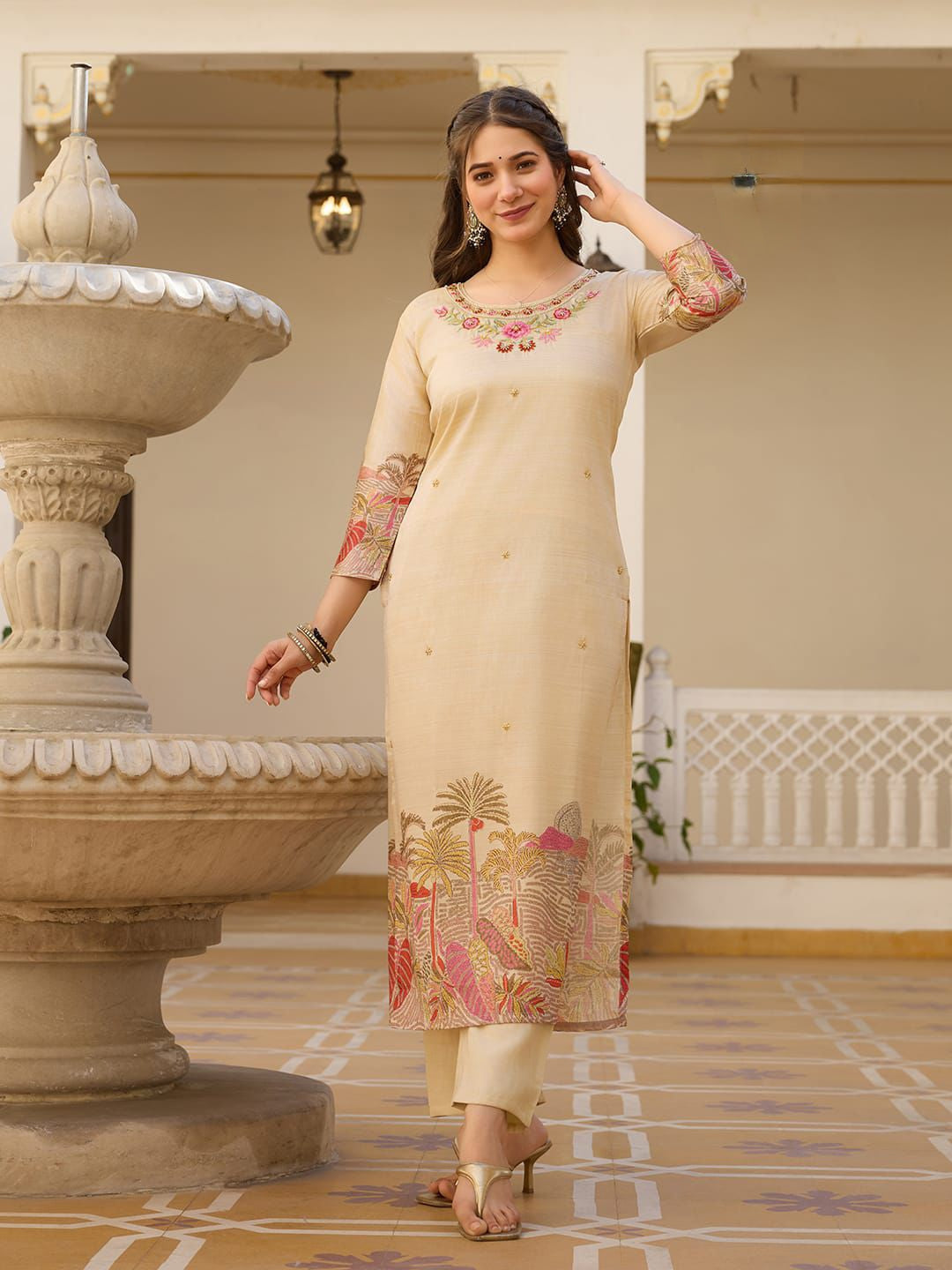 Noorayah Viscose Assam Silk Suit Set – Hand Embroidered 3-Piece Ethnic Wear