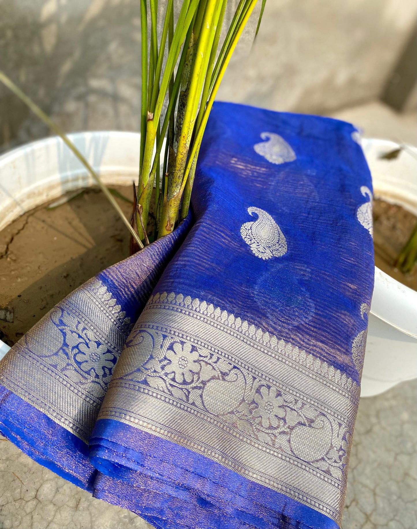 Ruhani Banarasi Crushed Tissue Silk Saree with Brocade Blouse