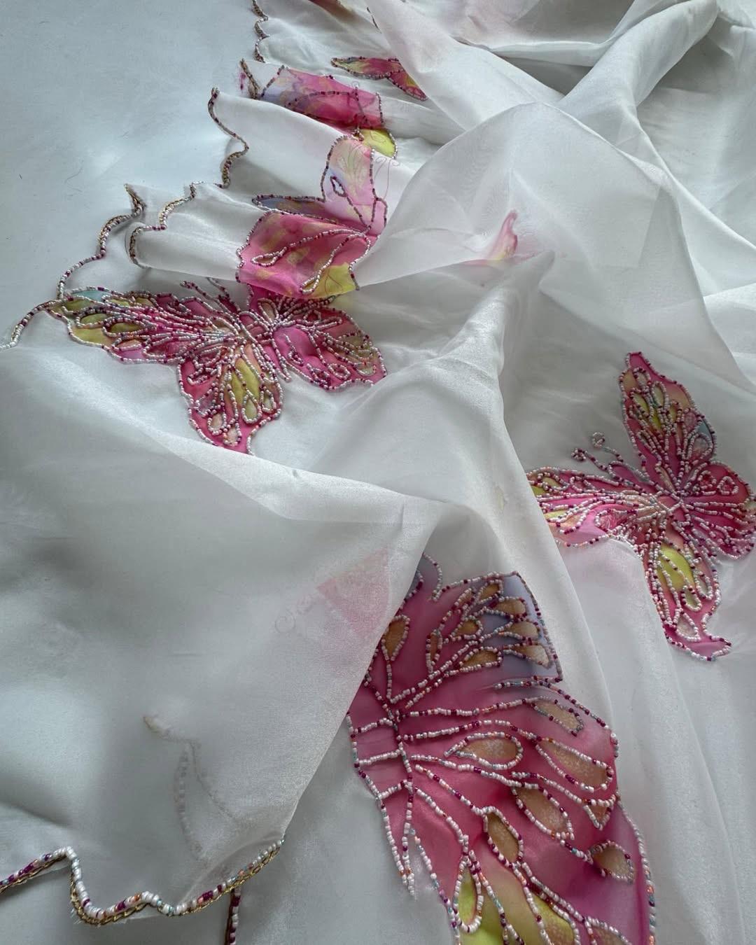 Papillon Pearl Organza Saree