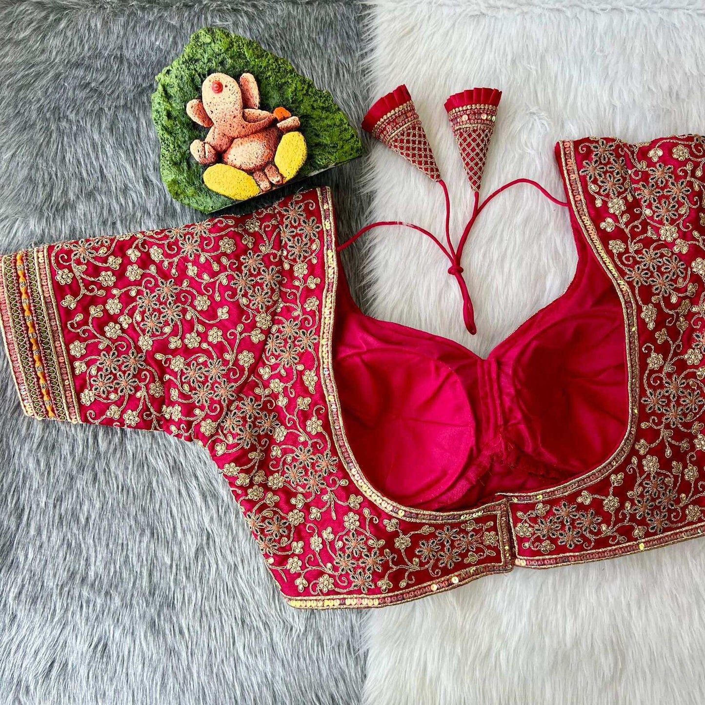 Suhagan Red Bridal Blouse with Zardosi & Sequin Hand Embroidery