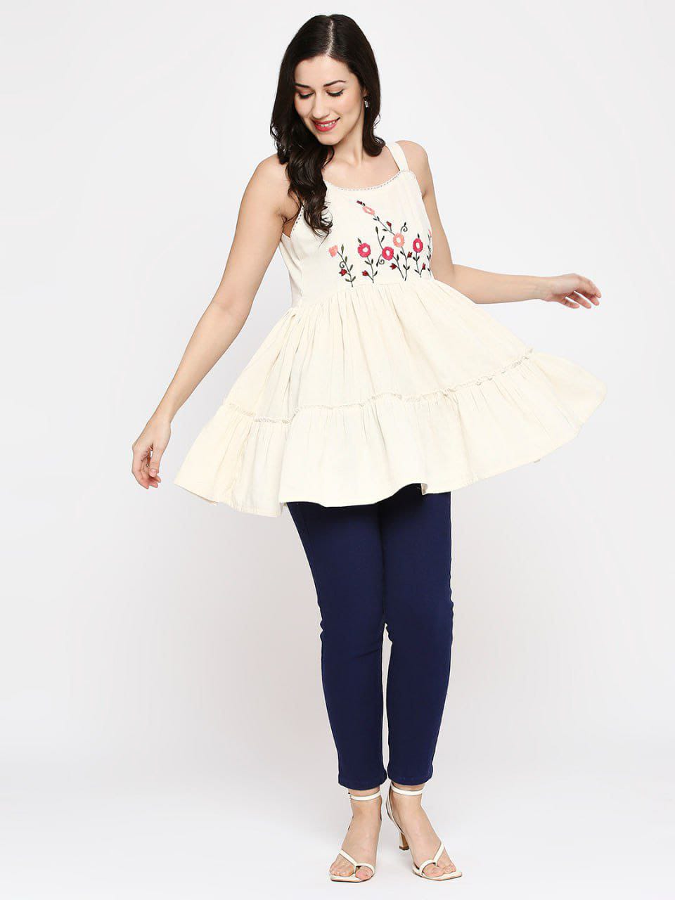 Blossom Breeze | Hand-Embroidered Cotton Tunic
