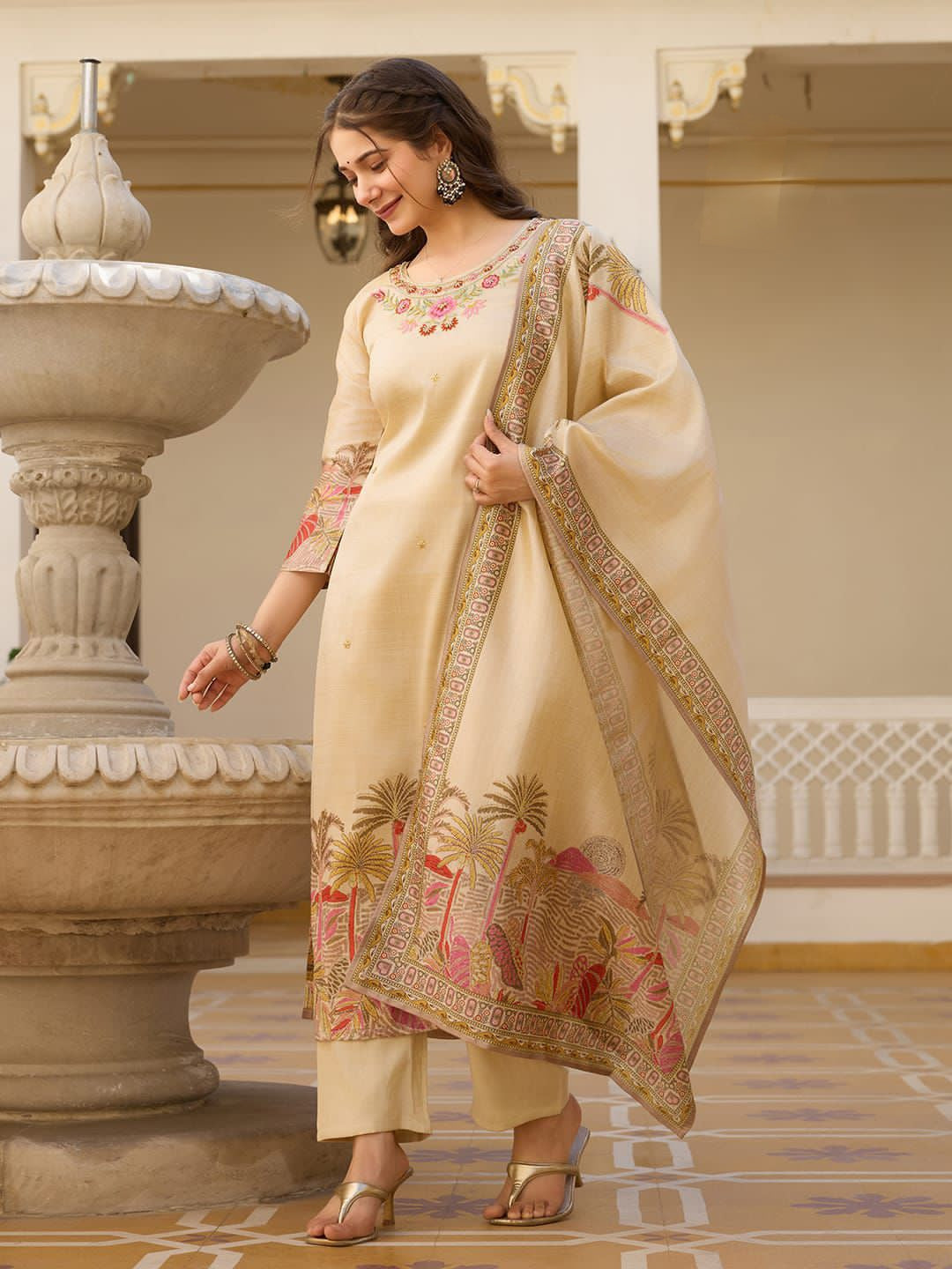 Noorayah Viscose Assam Silk Suit Set – Hand Embroidered 3-Piece Ethnic Wear
