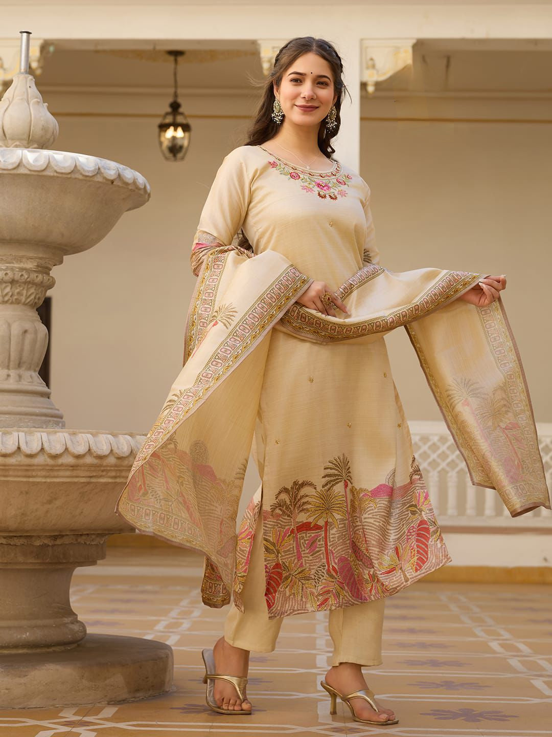 Noorayah Viscose Assam Silk Suit Set – Hand Embroidered 3-Piece Ethnic Wear