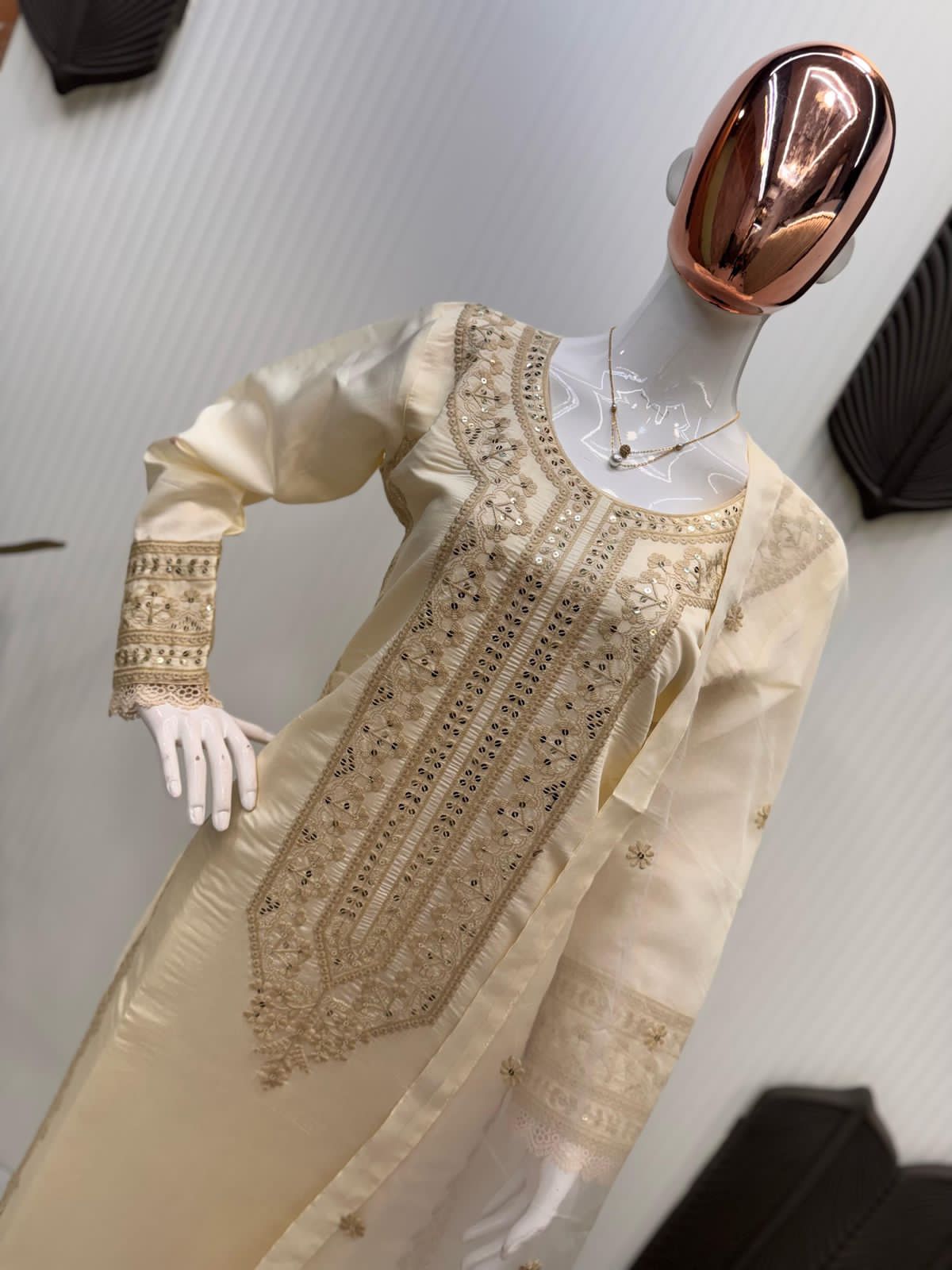 Zahra Sequin Embroidered Roman Silk Suit Set with Dupatta – EID Luxe Edit