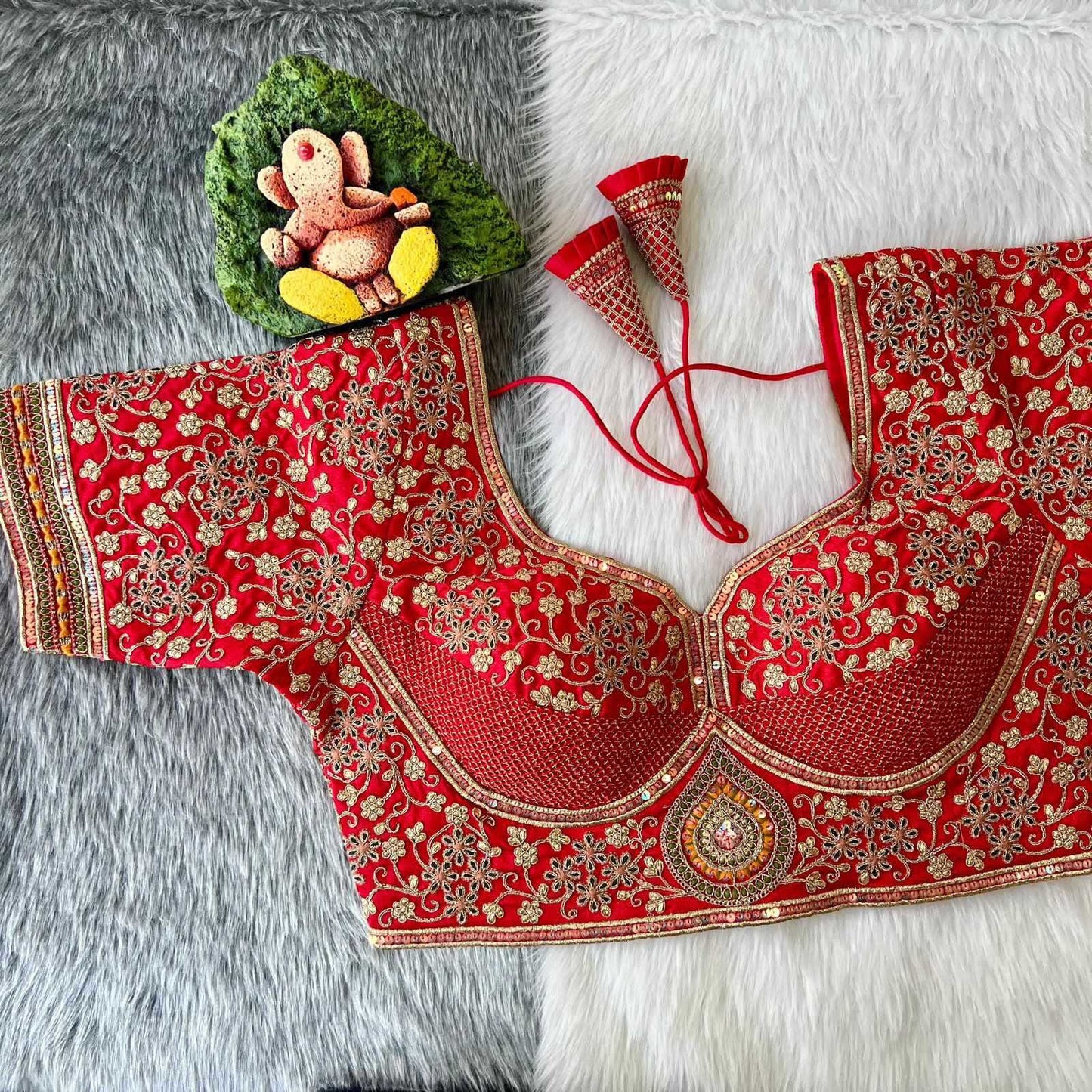 Suhagan Red Bridal Blouse with Zardosi & Sequin Hand Embroidery