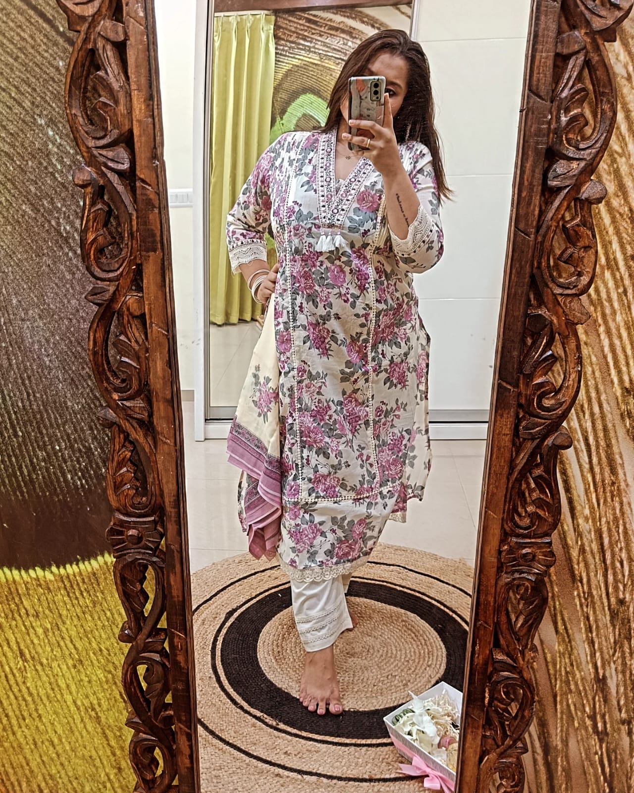Lavender Bloom Handcrafted Cotton Suit Set