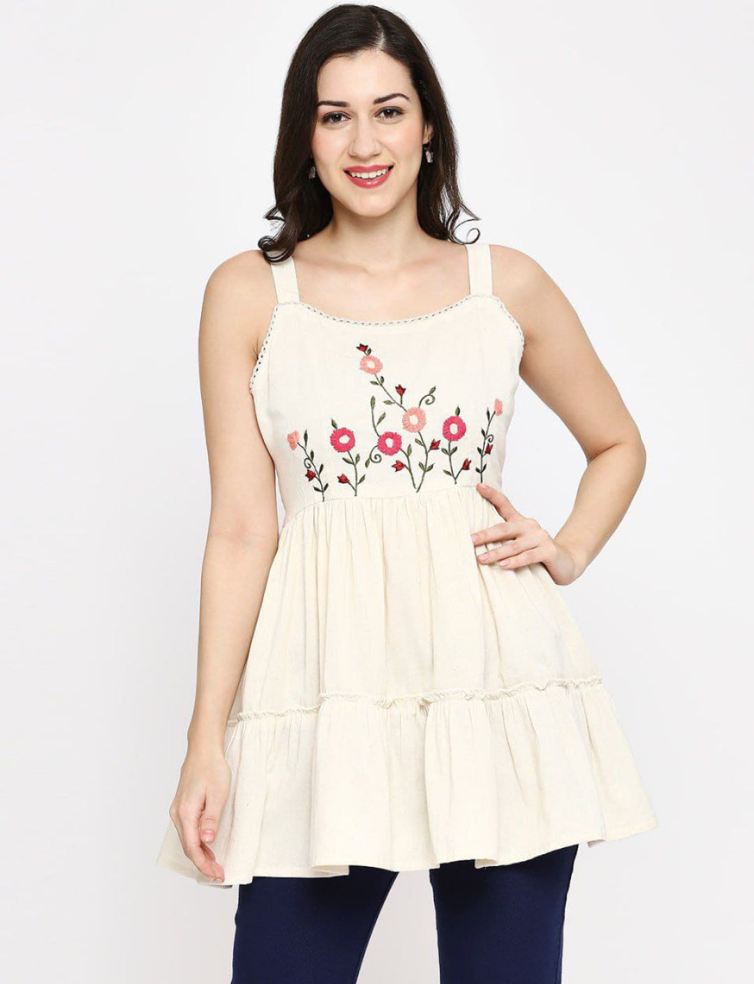 Blossom Breeze | Hand-Embroidered Cotton Tunic