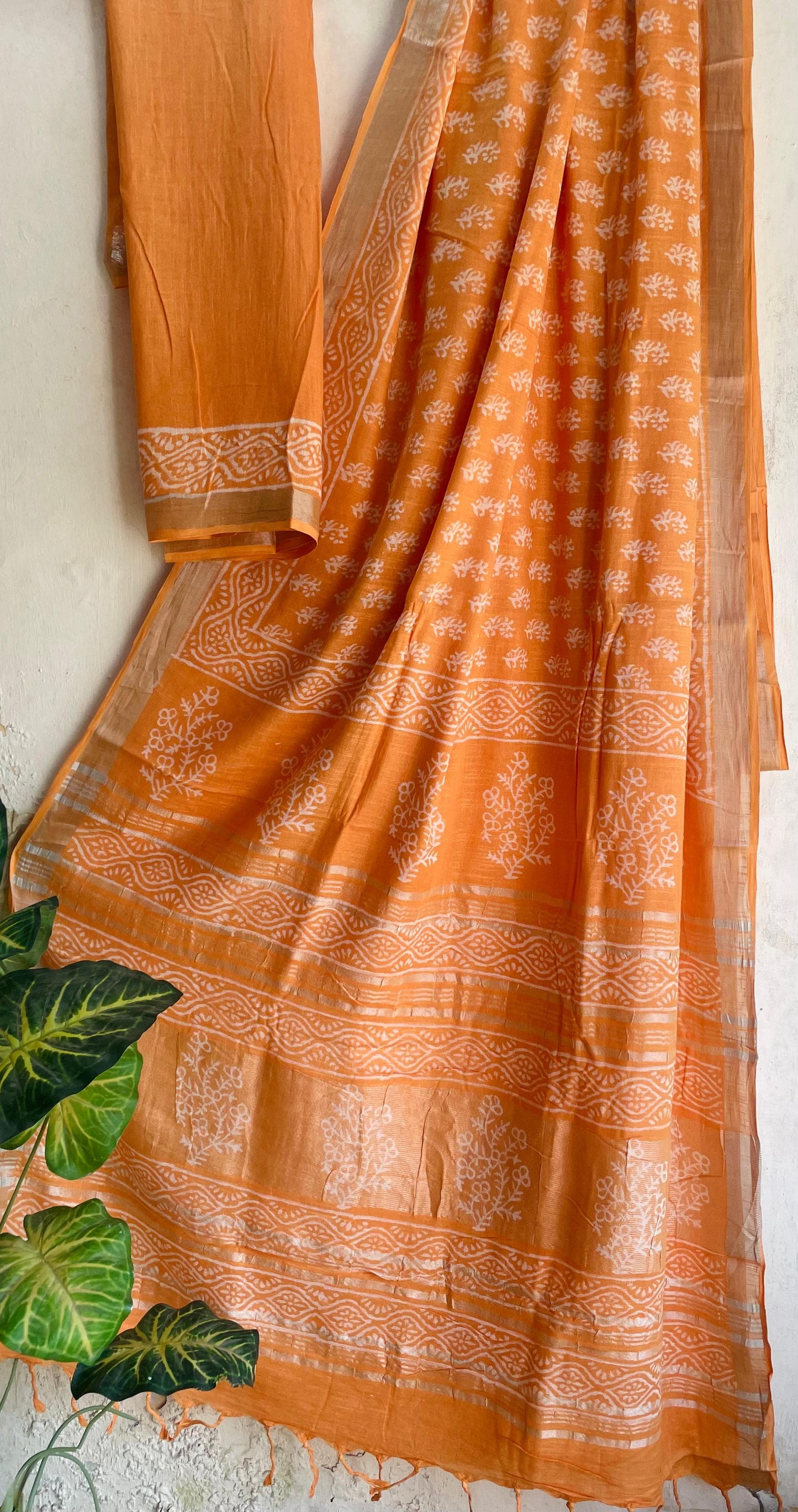 Mul Cotton Bagru Handblock Printed Saree – Naturally Dyed & Handcrafted