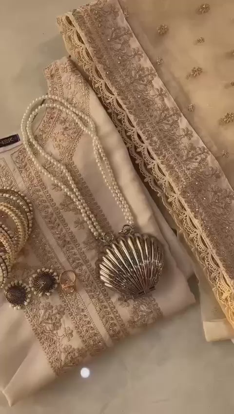 Zahra Sequin Embroidered Roman Silk Suit Set with Dupatta – EID Luxe Edit
