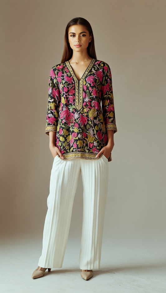 Chinar Charm Kurti – Handcrafted Aari Embroidery by Kashmiri Artisans | Elegant Ethnic Wear | #VocalForLocal