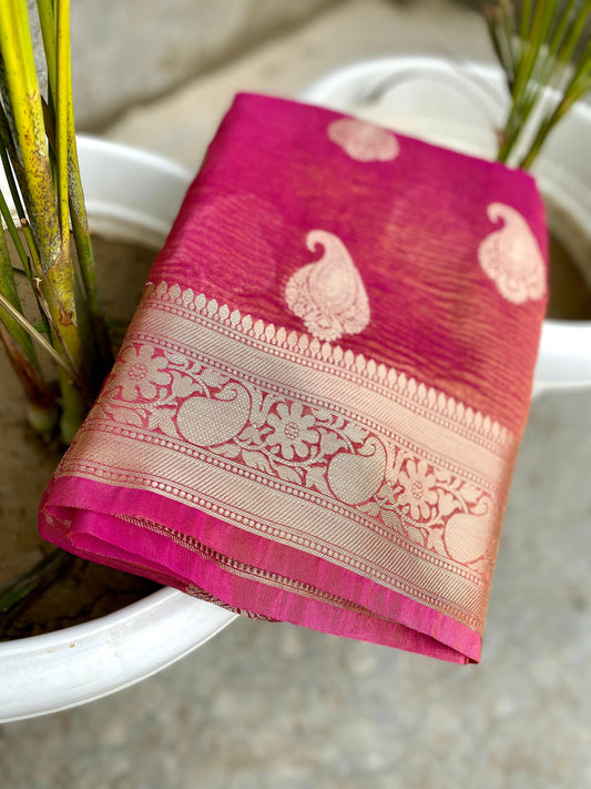 Ruhani Banarasi Crushed Tissue Silk Saree with Brocade Blouse