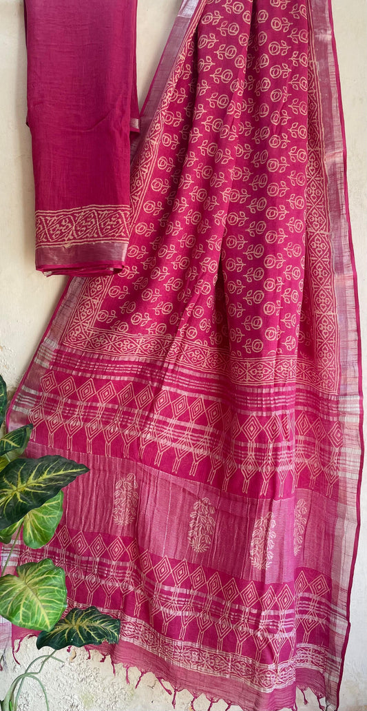 Mul Cotton Bagru Handblock Printed Saree – Naturally Dyed & Handcrafted