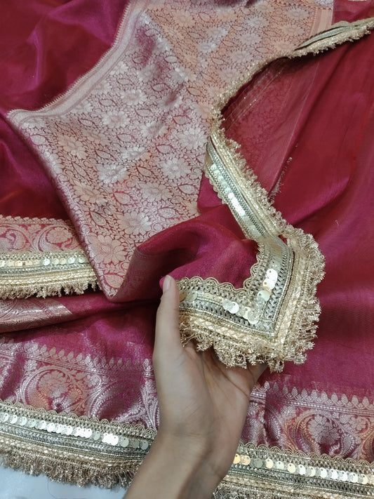 Riwayat Banarasi Soft Tissue Silk Saree- Maroon