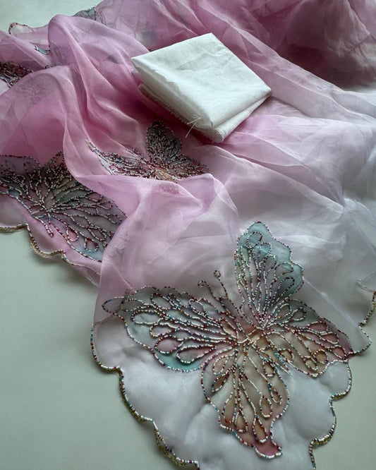 Papillon Pearl Organza Saree