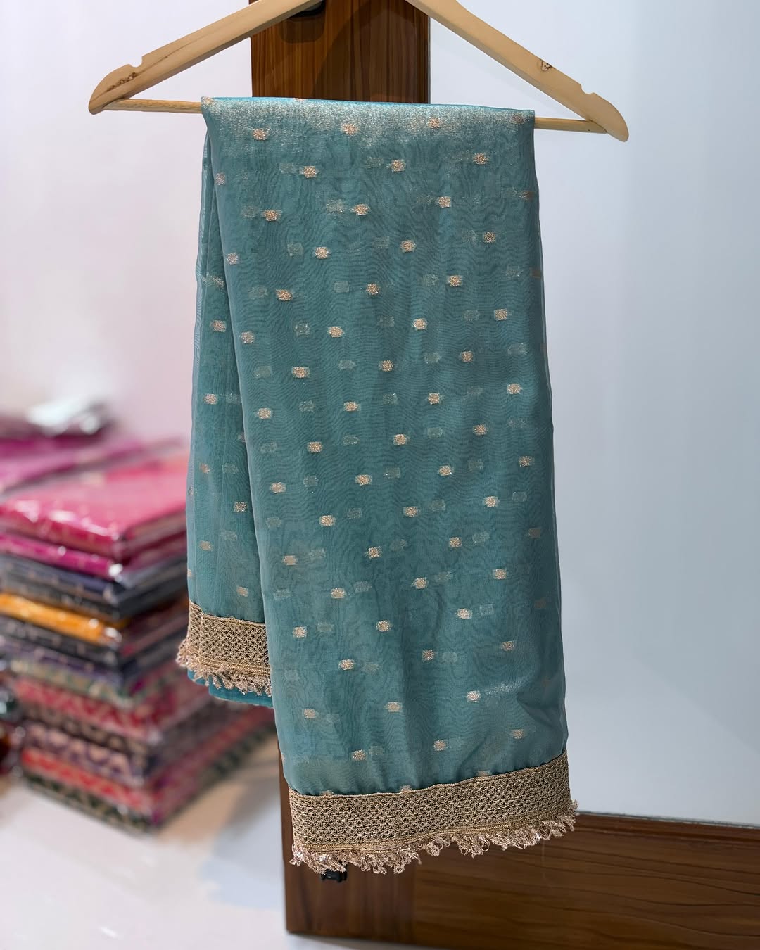Banarasi Chunri Buti Tissue Silk Saree with Zari Lace Border