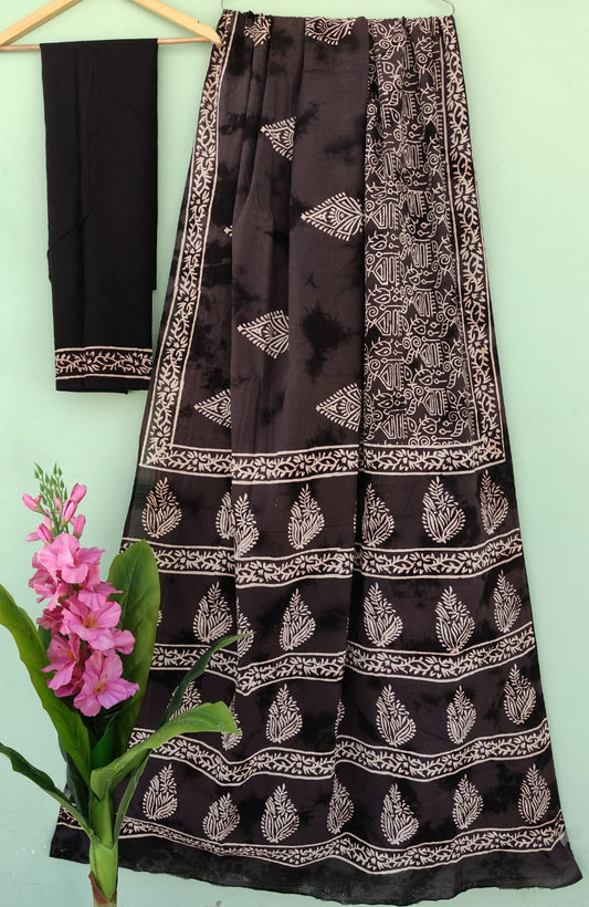 Mul Cotton Bagru Handblock Printed Saree – Naturally Dyed & Handcrafted