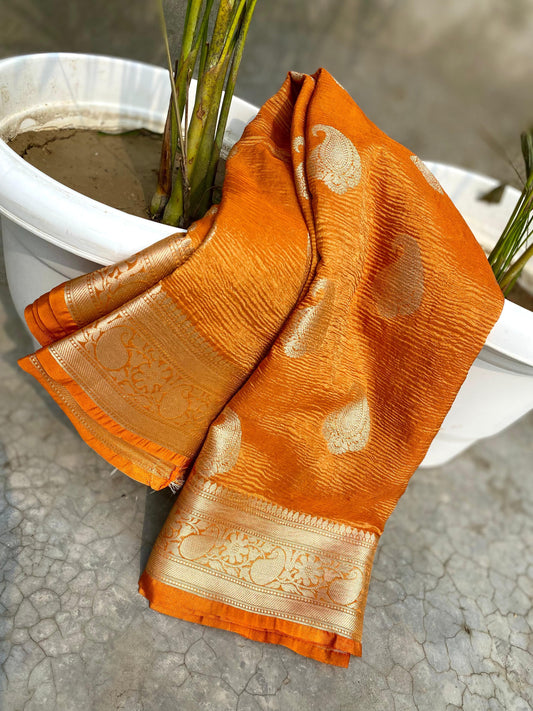 Ruhani Banarasi Crushed Tissue Silk Saree with Brocade Blouse