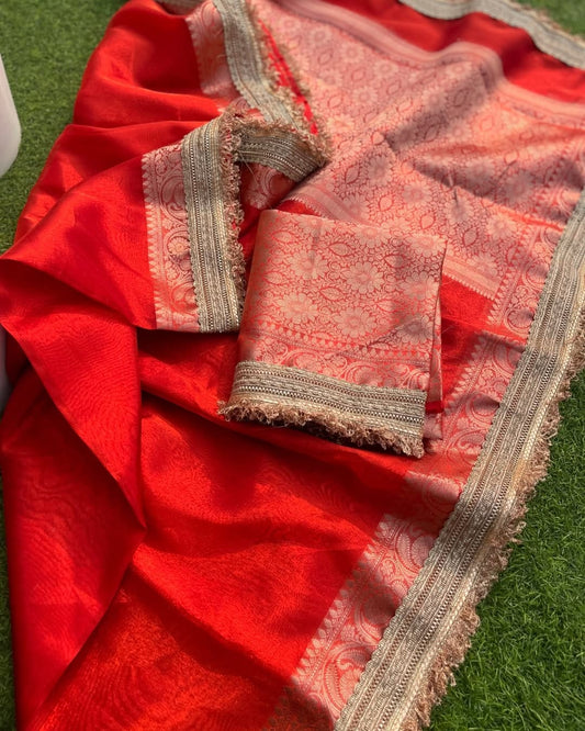 Riwayat Banarasi Soft Tissue Silk Saree- Maroon
