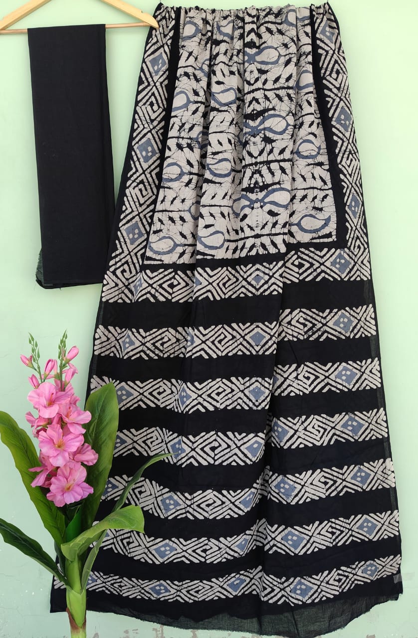 Mul Cotton Bagru Handblock Printed Saree – Naturally Dyed & Handcrafted