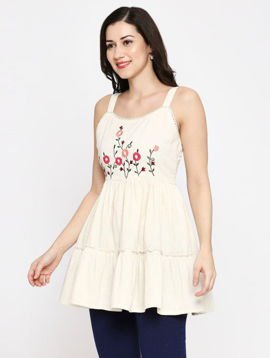 Blossom Breeze | Hand-Embroidered Cotton Tunic