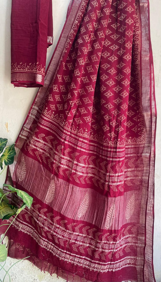 Mul Cotton Bagru Handblock Printed Saree – Naturally Dyed & Handcrafted