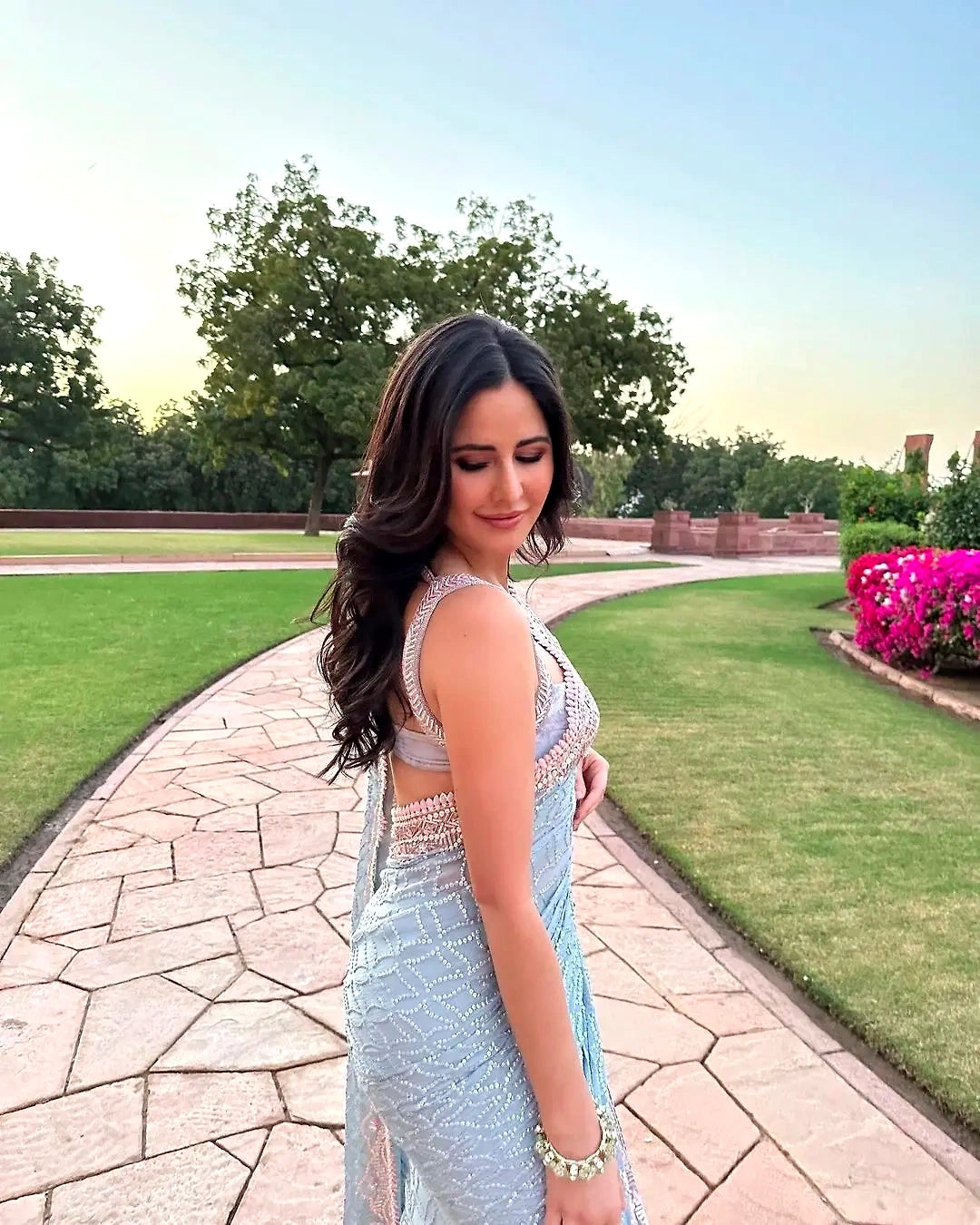 Celebrity-Inspired Sky Blue Saree | Katrina Kaif Replica | Festive & Party Wear