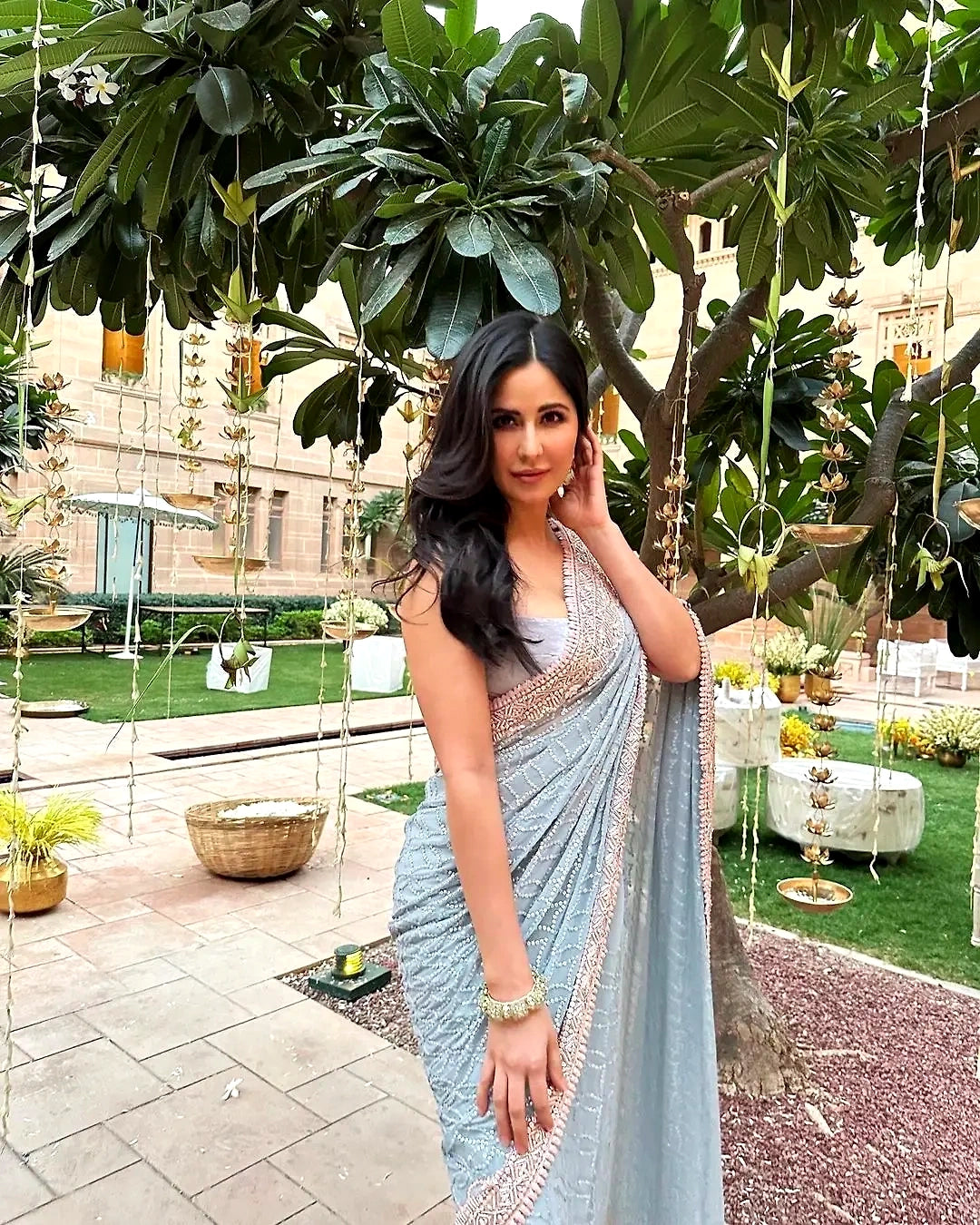 Celebrity-Inspired Sky Blue Saree | Katrina Kaif Replica | Festive & Party Wear
