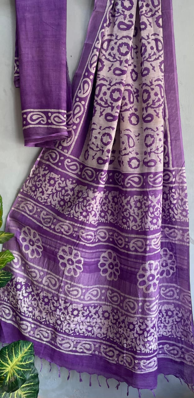 Mul Cotton Bagru Handblock Printed Saree – Naturally Dyed & Handcrafted
