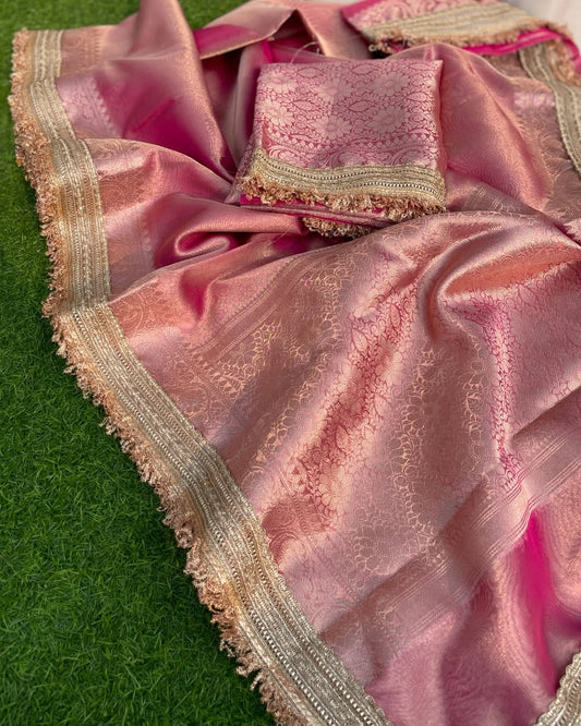 Riwayat Banarasi Soft Tissue Silk Saree- Blush Pink