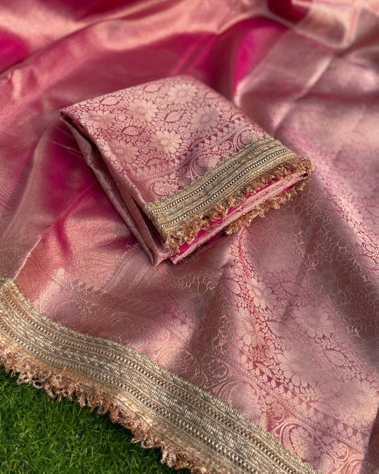Riwayat Banarasi Soft Tissue Silk Saree- Blush Pink