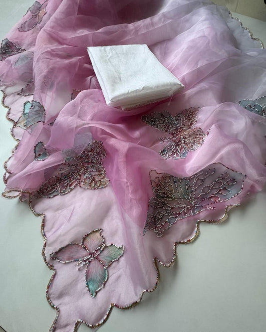 Papillon Pearl Organza Saree