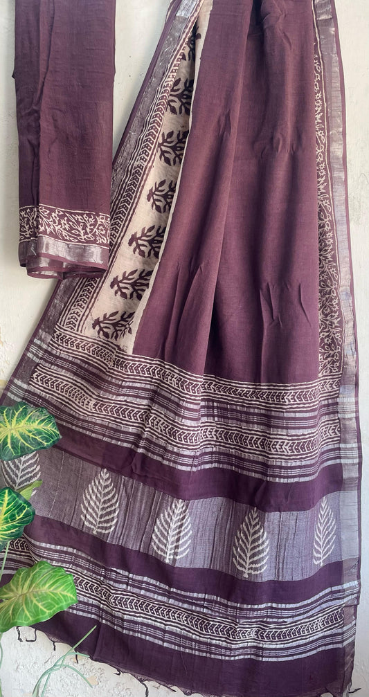 Mul Cotton Bagru Handblock Printed Saree – Naturally Dyed & Handcrafted